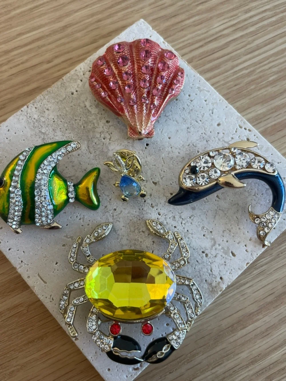 Sea Life Brooch Bundle Crab Fish Coastal Resort Vacation Jewelry Summer Accessor